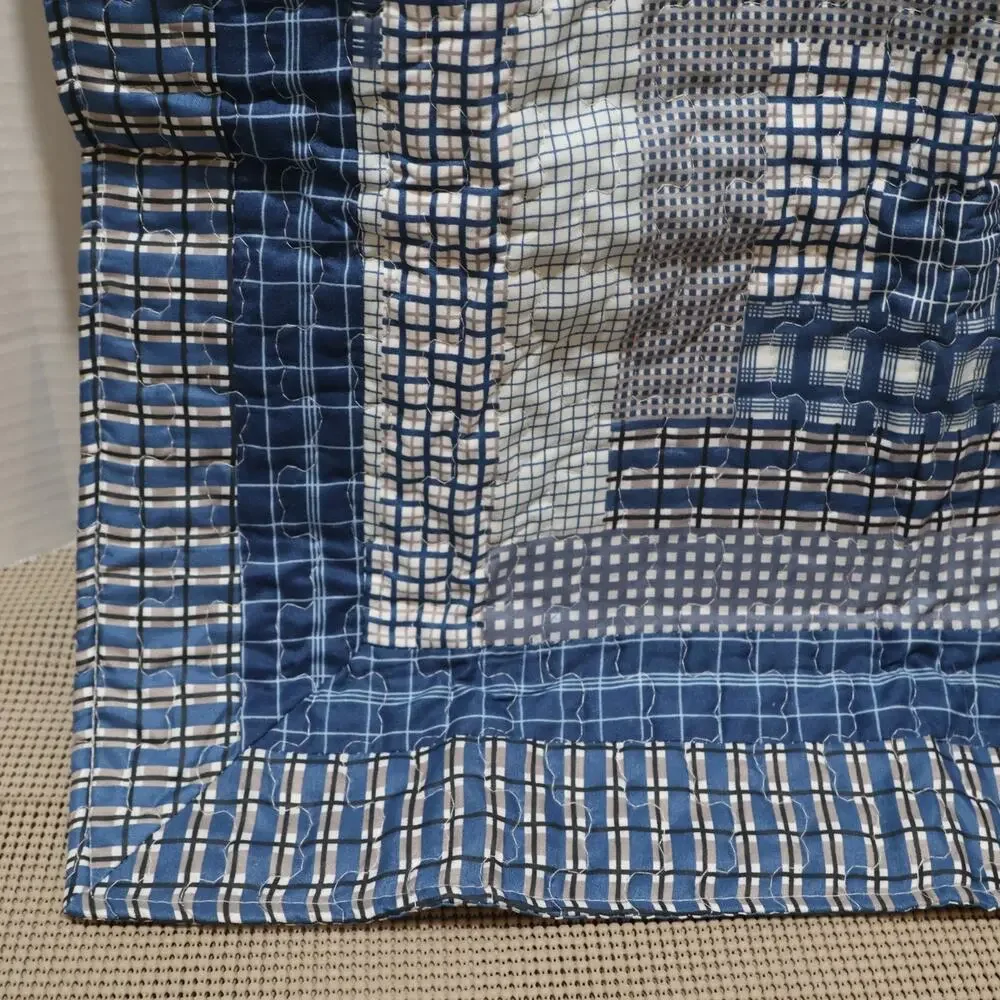 Virah Bella Phyllis Dobbs Quilted Pillow Shams Blue Geometric 20x36 Set of 2